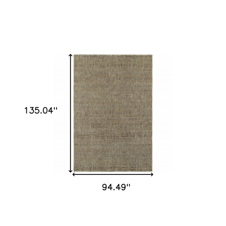 8' x 10' Silver Gold Rust and Blue Green Geometric Power Loom Stain Resistant Area Rug