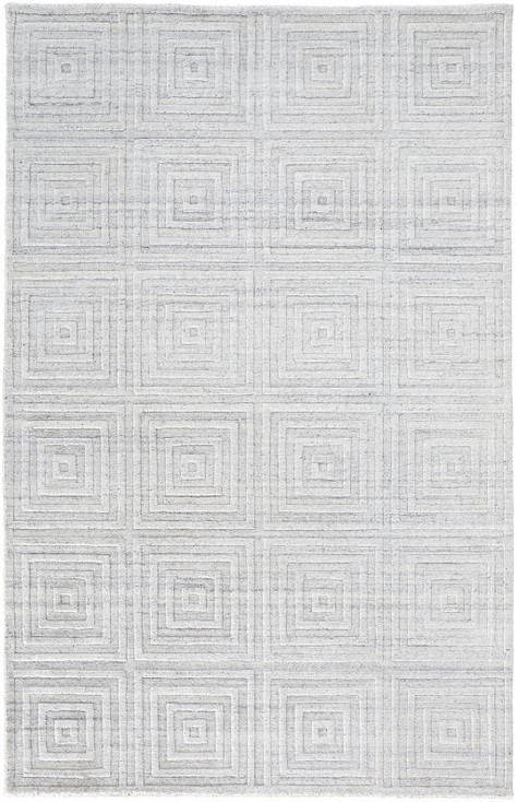 8' x 10' White and Silver Striped Hand Woven Rectangle Area Rug