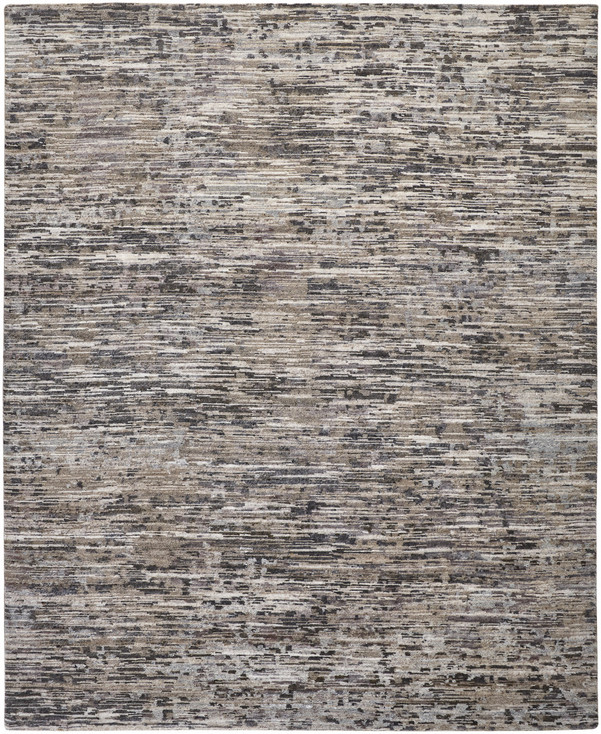 8' x 10' Gray Blue and Silver Wool Abstract Hand Knotted Area Rug