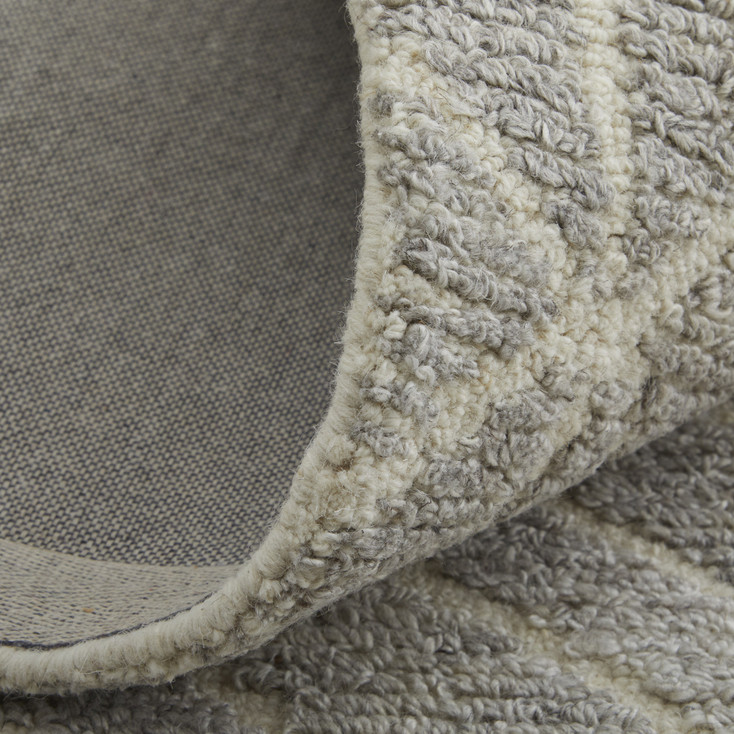 8' x 10' Taupe Gray and Ivory Wool Geometric Tufted Handmade Area Rug