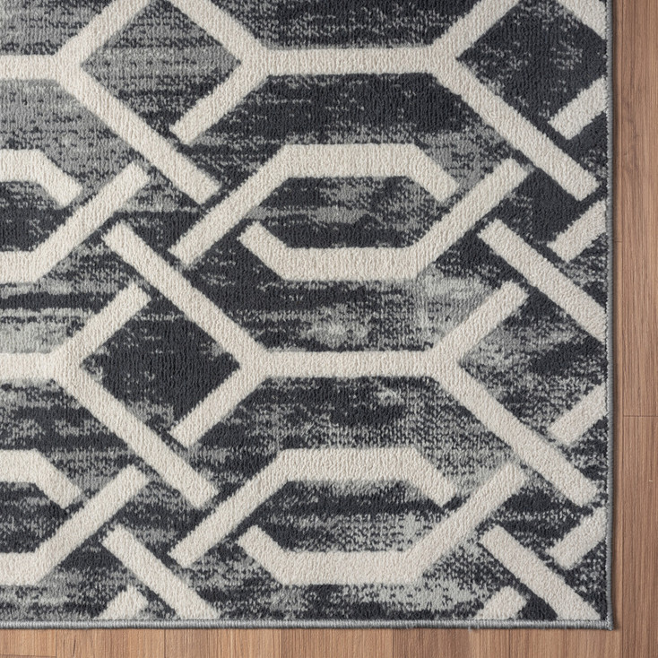 8' x 10' Gray Geometric Rectangle Area Rug