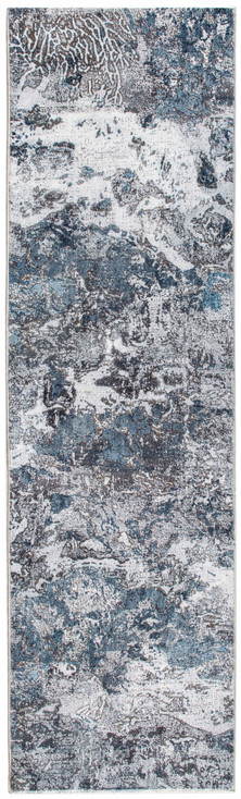 8' x 10' Blue and Gray Abstract Dhurrie Area Rug
