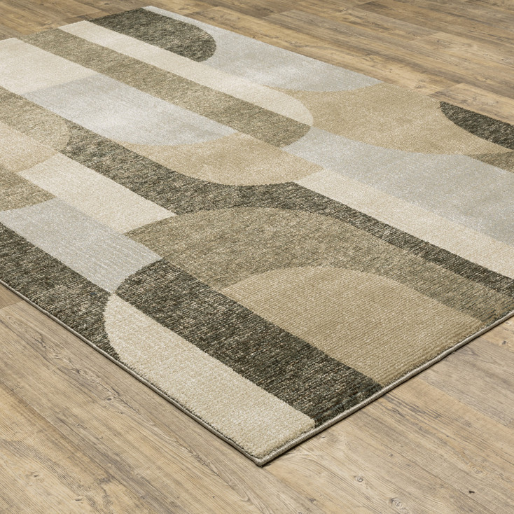 8' x 10' Brown and Ivory Geometric Power Loom Area Rug