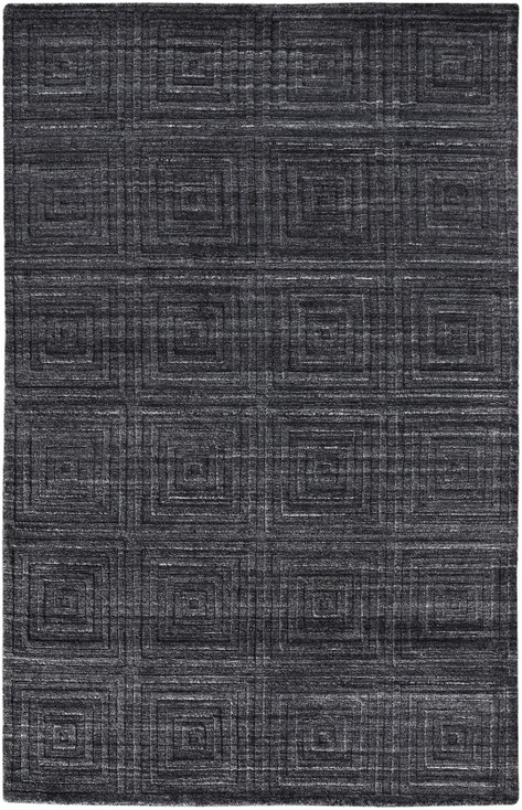 8' x 10' Gray and Black Striped Hand Woven Area Rug