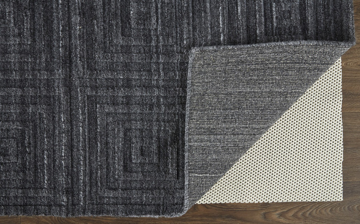 8' x 10' Gray and Black Striped Hand Woven Area Rug