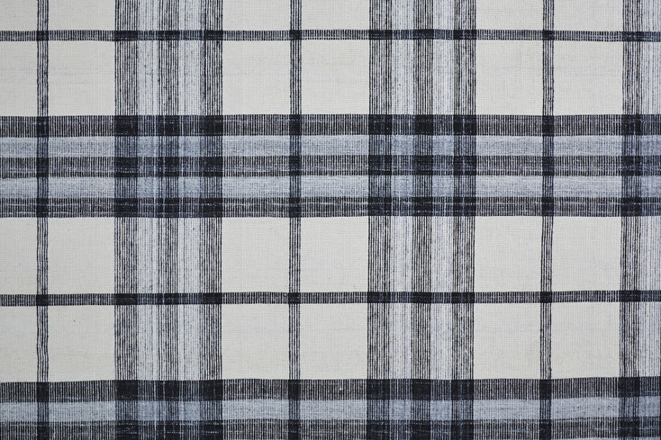 8' x 10' Ivory Blue and Black Abstract Hand Woven Stain Resistant Area Rug