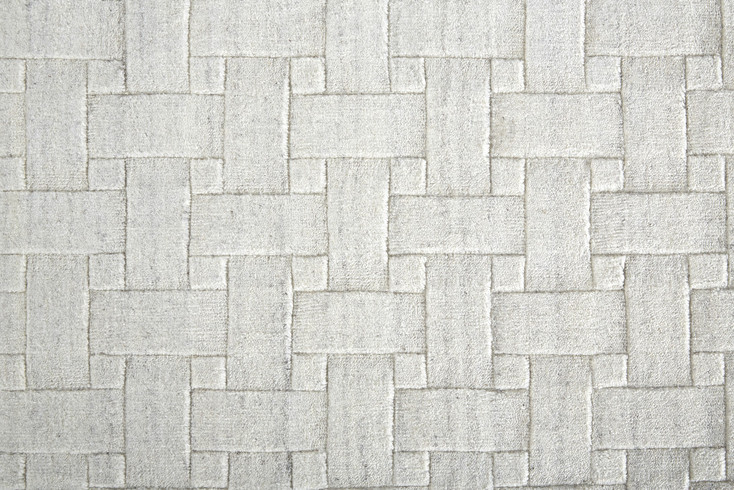 8' x 10' White & Silver Striped Hand Woven Area Rug