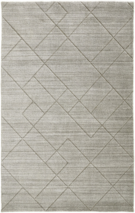 8' x 10' Ivory and Silver Striped Hand Woven Area Rug