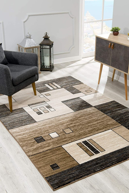 8' x 10' Beige Abstract Dhurrie Area Rug