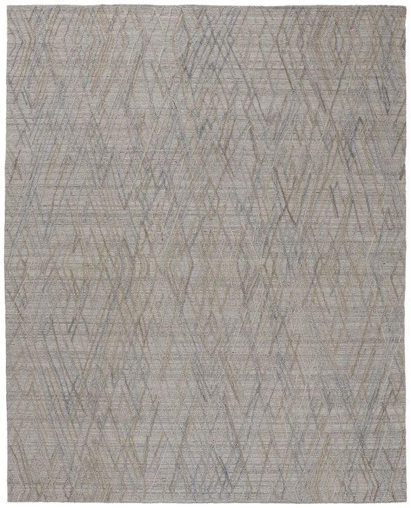 8' x 10' Gray & Blue Abstract Hand Woven Area Rug