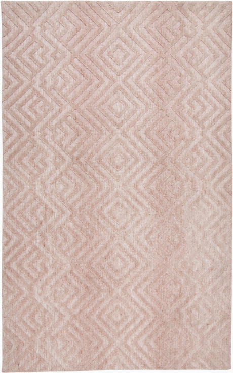 8' x 10' Pink and Ivory Geometric Stain Resistant Area Rug