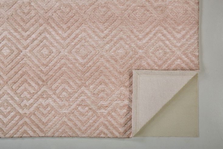 8' x 10' Pink and Ivory Geometric Stain Resistant Area Rug
