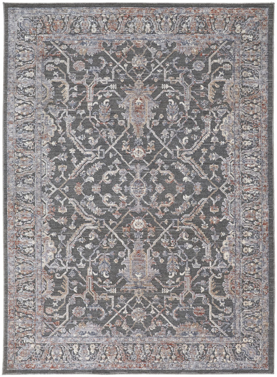 8' x 10' Gray Taupe and Pink Floral Power Loom Area Rug