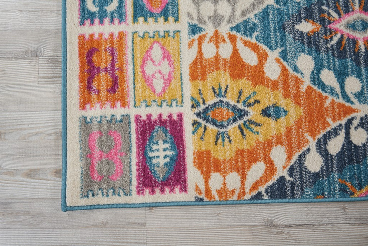 8' x 10' Blue and Pink Ogee Power Loom Area Rug