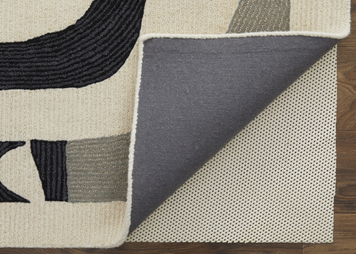 8' x 10' Ivory Gray and Black Wool Abstract Tufted Handmade Area Rug