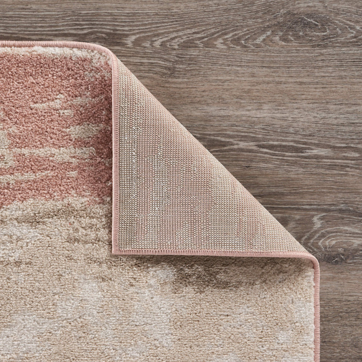 8' x 10' Blush and Beige Abstract Strokes Area Rug