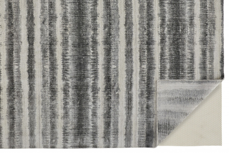 8' x 10' Gray Ivory and Black Abstract Hand Woven Area Rug