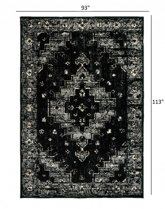 8' x 10' Black Dhurrie Area Rug