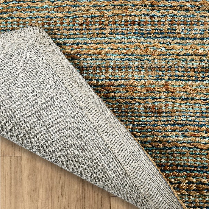 8' x 10' Teal and Natural Braided Jute Area Rug