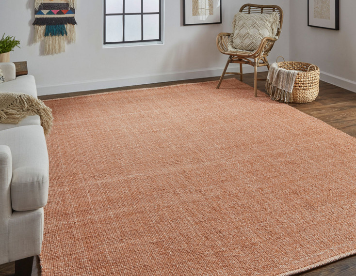 8' x 10' Orange Hand Woven Area Rug