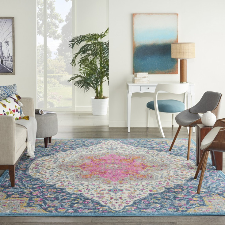 8' x 10' Teal Blue Power Loom Area Rug