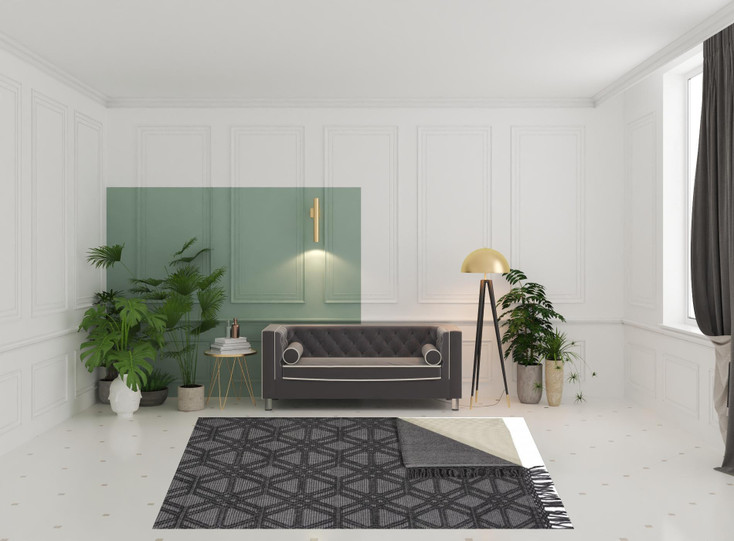 8' x 10' Black and Gray Wool Geometric Hand Woven Area Rug with Fringe