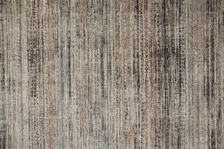 8' x 10' Ivory Gray and Black Abstract Distressed Area Rug with Fringe