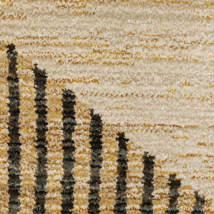 8' x 10' Gold Brown Blue Charcoal Rust and Beige Geometric Power Loom Area Rug