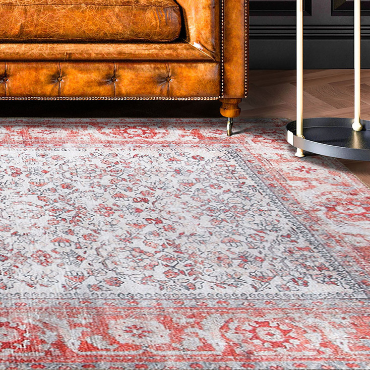 8' x 10' Berry Red Oriental Power Loom Stain Resistant Area Rug