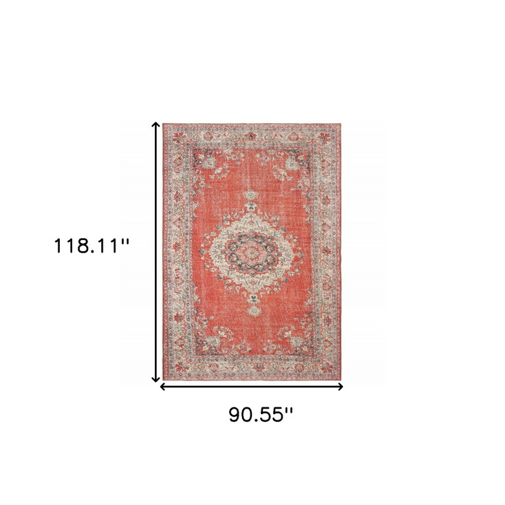 8' x 10' Red and Gray Oriental Area Rug