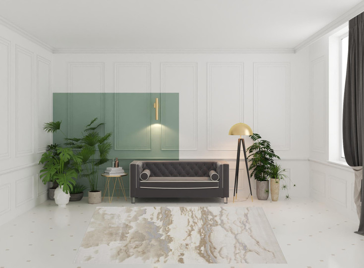 8' x 10' Ivory Tan & Gray Abstract Area Rug