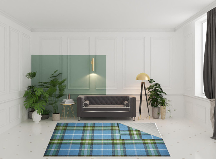 8' x 10' Blue Green and Black Abstract Hand Woven Stain Resistant Area Rug