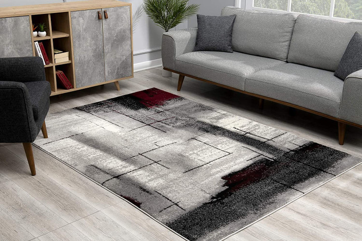 8' x 10' Gray Abstract Rectangle Dhurrie Area Rug
