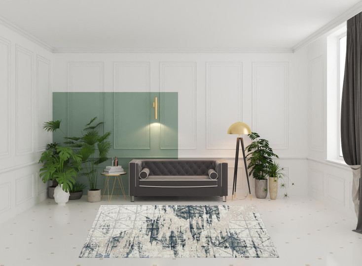 8' x 10' Blue Abstract Stain Resistant Area Rug