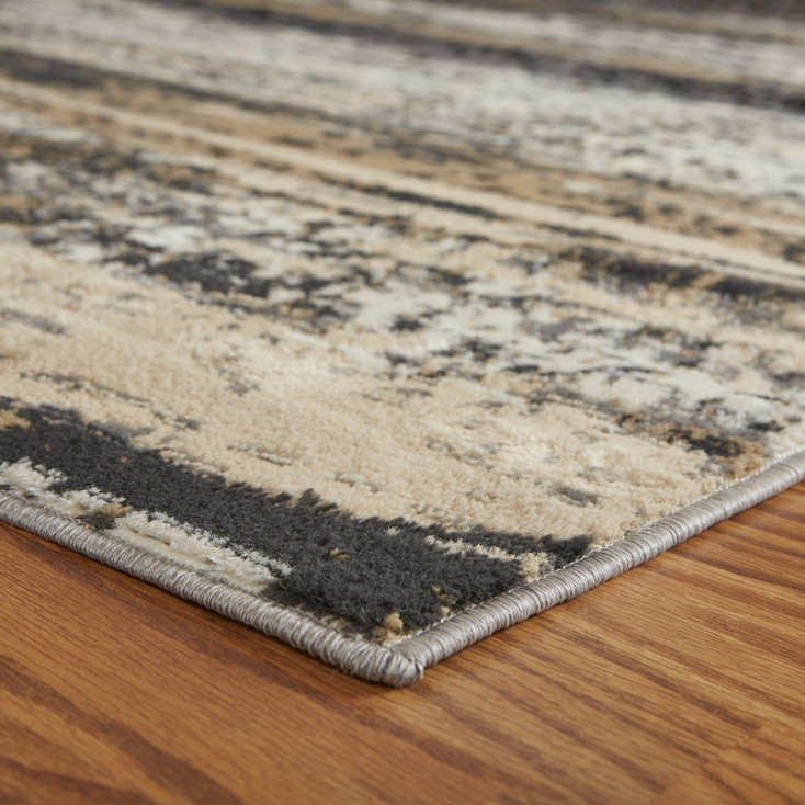 8' x 10' Beige and Black Abstract Desert Area Rug