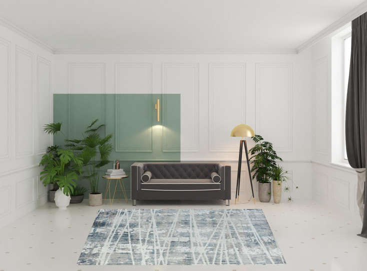 8' x 10' Blue Abstract Rectangle Area Rug