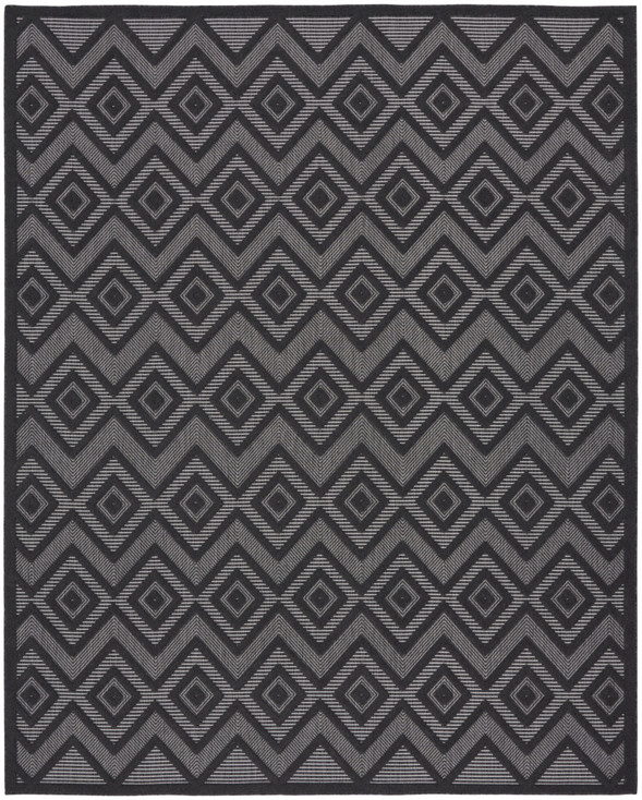 8' x 10' Black Geometric Flat Weave Area Rug