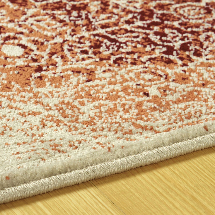 8' x 10' Orange Medallion Stain Resistant Area Rug