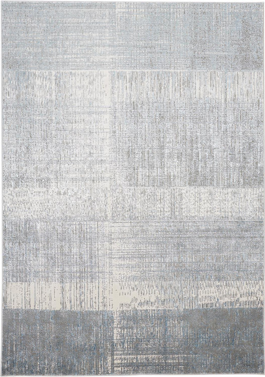 8' x 10' White Gray and Blue Abstract Area Rug