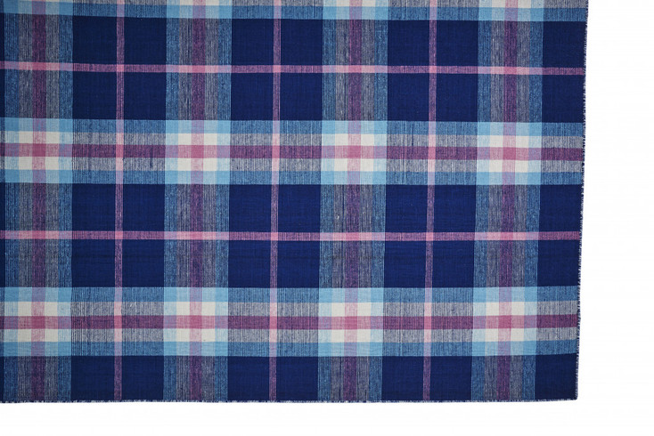 8' x 10' Blue Pink and White Abstract Hand Woven Stain Resistant Area Rug