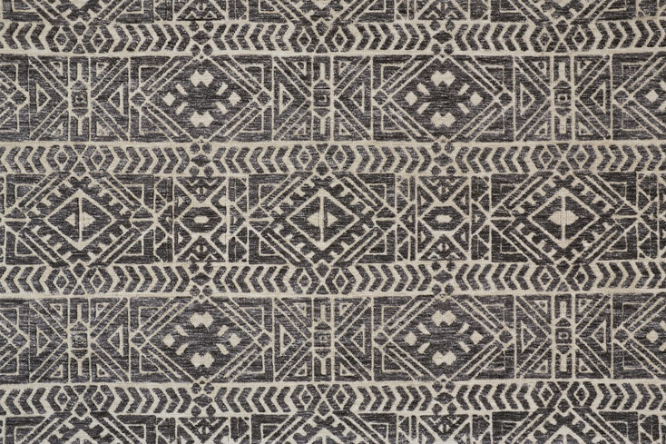 8' x 10' Gray Black and Ivory Striped Stain Resistant Area Rug