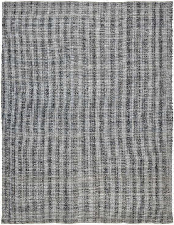 8' x 10' Gray Ivory and Blue Hand Woven Area Rug