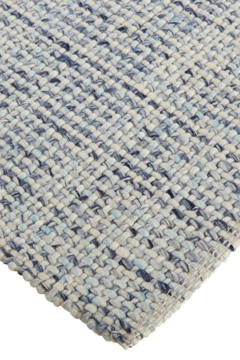 8' x 10' Gray Ivory and Blue Hand Woven Area Rug