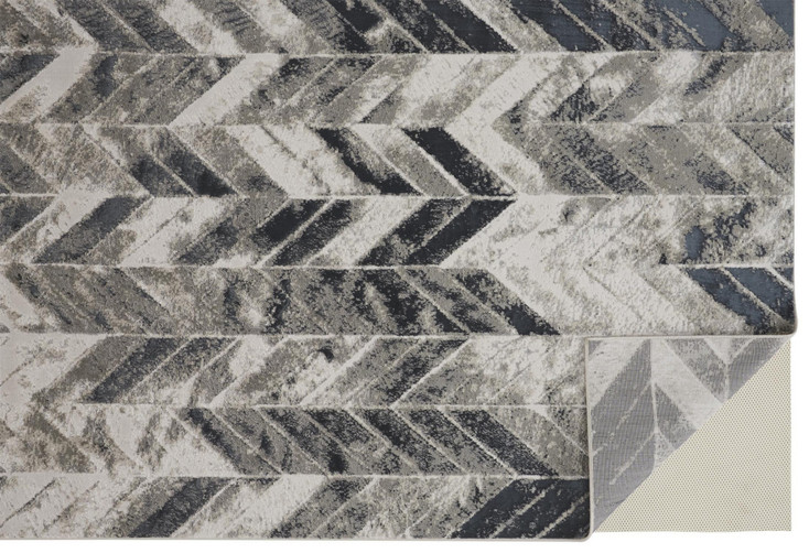 8' x 10' Black Gray and Silver Geometric Area Rug