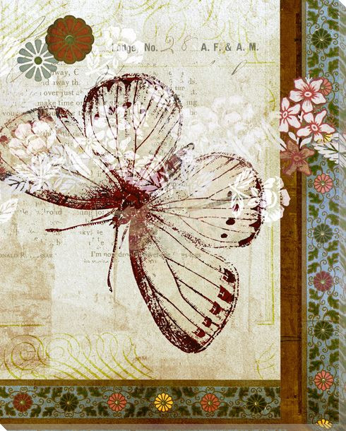 Patterned Butterfly Four Wrapped Canvas Giclee Print Wall Art