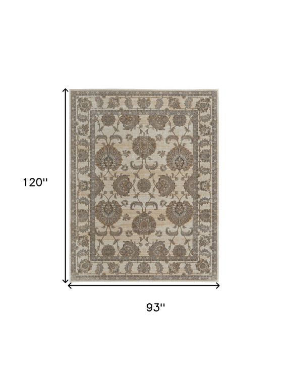 8' x 10' Tan Ivory and Brown Power Loom Area Rug