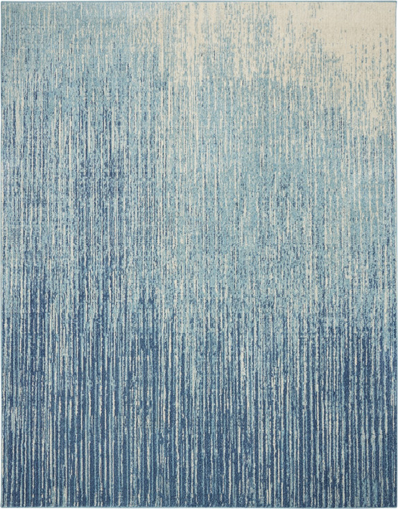 8' x 10' Ivory & Blue Abstract Power Loom Area Rug