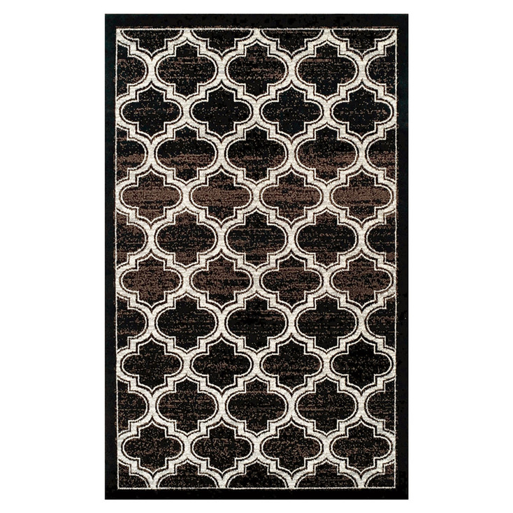 8' x 10' Black Geometric Stain Resistant Area Rug