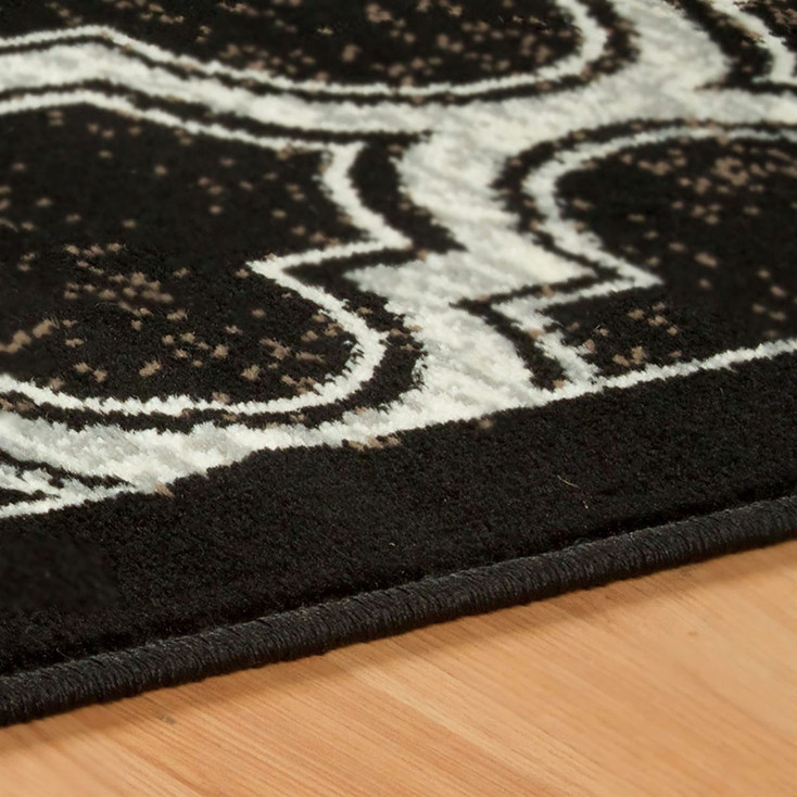 8' x 10' Black Geometric Stain Resistant Area Rug