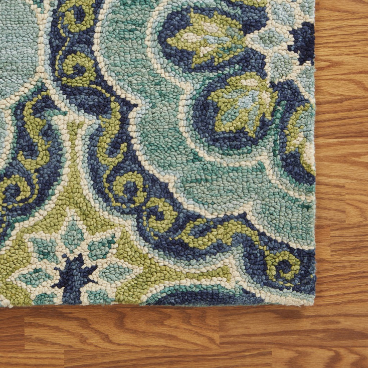 8' x 10' Green Wool Geometric Hand Tufted Area Rug